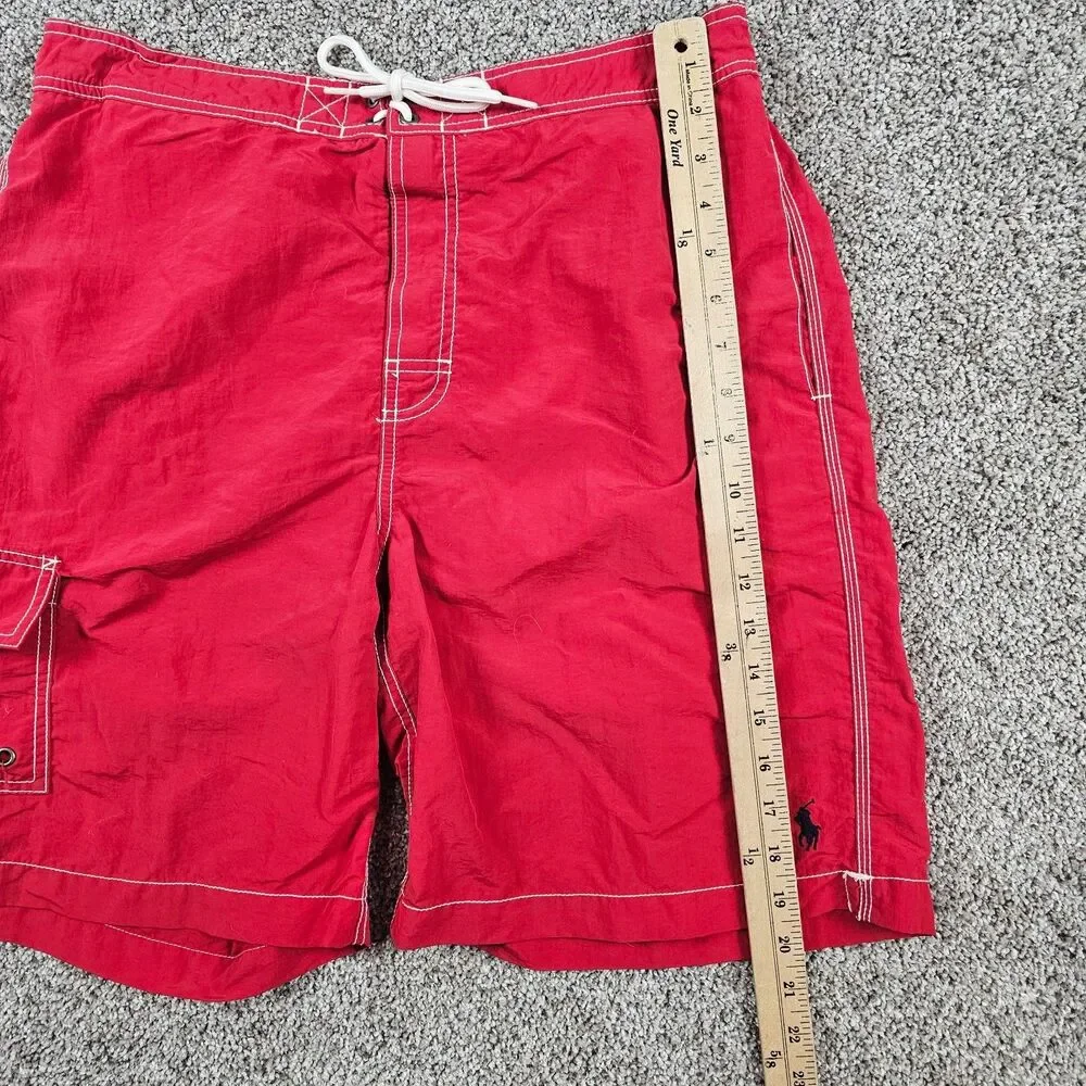 Vintage Polo Ralph Lauren Shorts Mens Medium Red Trunks Board Shorts Swim Beach